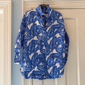 Vineyard Vines Blue Palm Print Linen Shirt Size M
